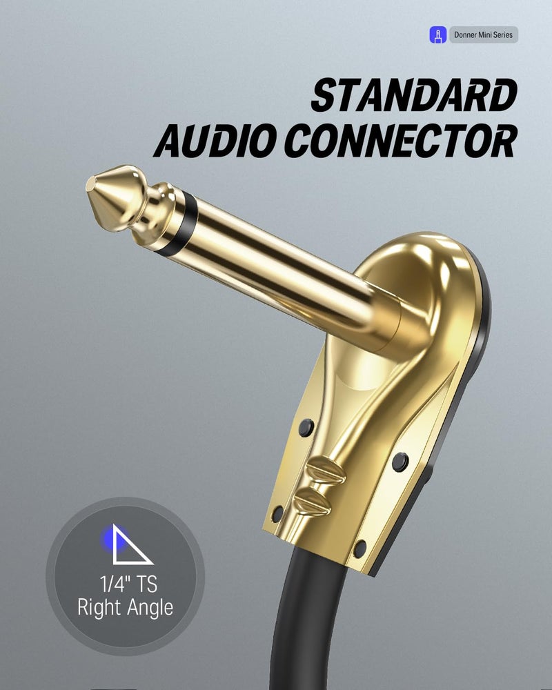 Donner Guitar Patch Cables Right Angle 12 Inch 30cm 1/4 Instrument Cables for Effect Pedals 6 Pack - Image 5